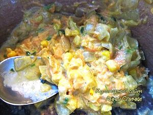 Готовим фарш для овощных котлет с кукурузой Готовим фарш для овощных котлет с кукурузой